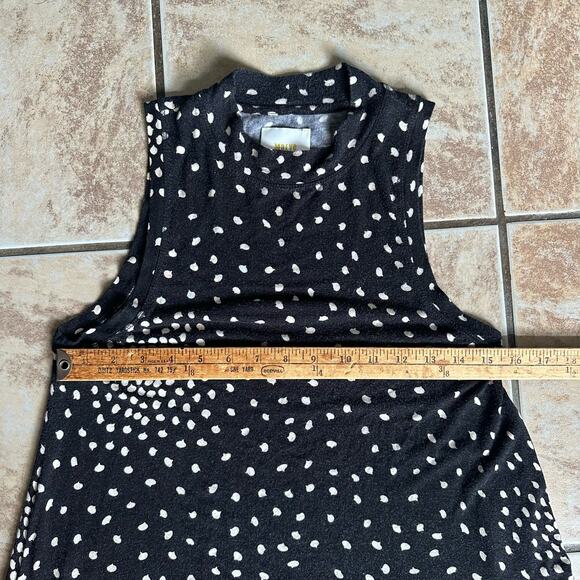 Anthropologie Maeve Lilt Polka Dot Black Cream Mock Neck Swing Dress Size Small - Picture 8 of 11